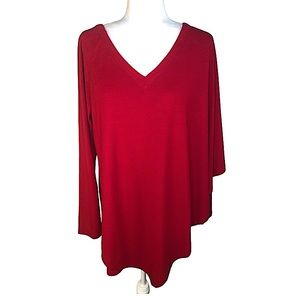 NWT Soft Surroundings Madeline Tunic Top Asymmetrical Overlay Lagenlook Red